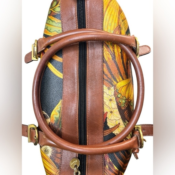 SALVATORE FERRAGAMO Seri Tropical Print Leather Boston Bag Limited - Picture 6 of 12